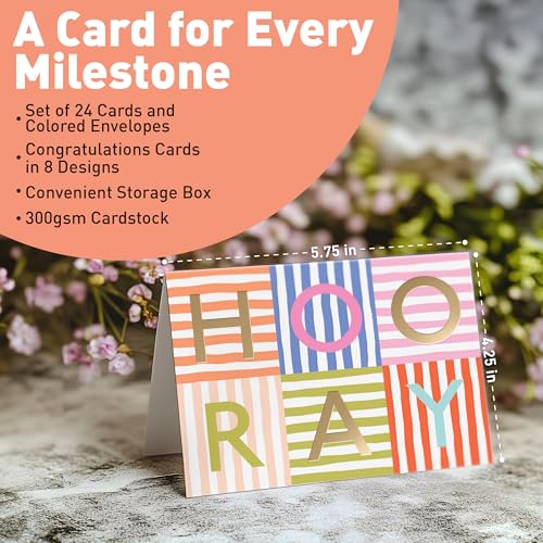 Image of Sweetzer & Orange S&O Fun Congratulations Cards with Envelopes - Colorful Congrats Card Pack of 24 - Encouragement with Envelopes - Appreciation for Coworkers - Boxed Compliment Cards - Recognition