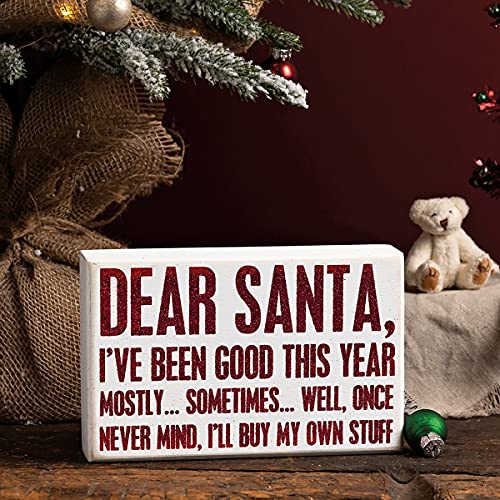 Primitives-by-Kathy-110138-Box-Sign-Santa-Never-Mind-Ill-Buy-My-Own-Stuff-7-x-45-x-175-inch Primitives by Kathy 110138 Box Sign Santa Never Mind Ill Buy My Own Stuff 7 x 45 x 175 inch