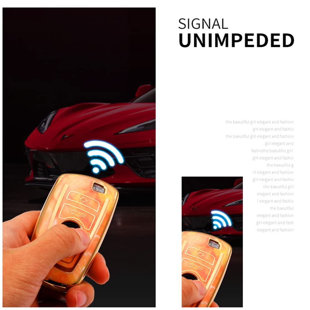 KUNIO Custodia Per Chiave Auto BMW Keyless | In TPU Morbido Con Fibra Di Carbonio | Verde | Serie 1-6, X3, X4, M3, M4, M5