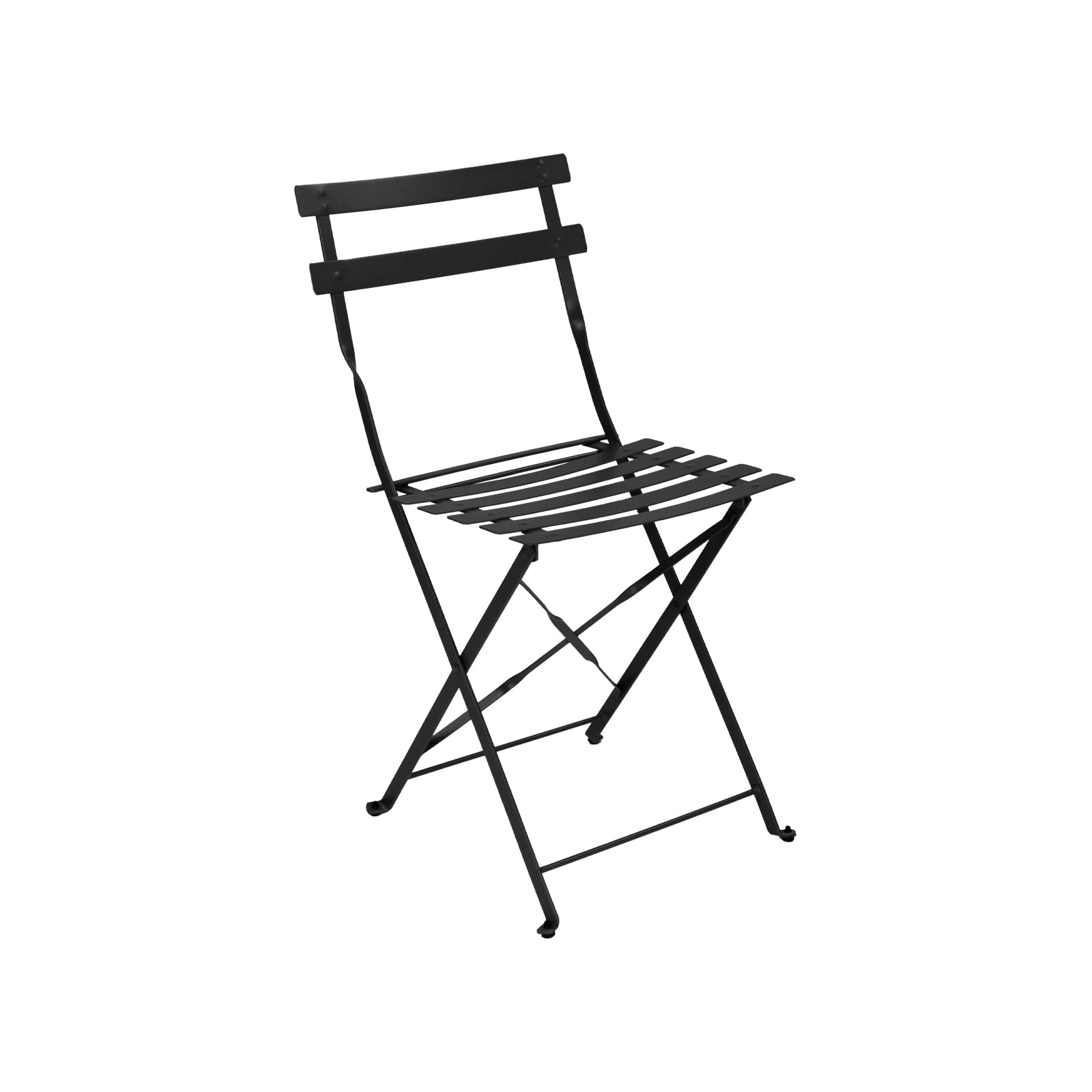 Vaukura Silla Exterior Plegable de Acero Resistente para jardín, terraza, Patio o balcón – Diseño bistrot Estilo Moderno – Acabado anticorrosivo – Negra, Blanca o Verde Oliva – Modelo Aime (Negro)