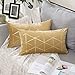 MIULEE Lot de 2 Housses de Coussin Vintage en Velours Careaux Dorés Décoratives Rectangulaires Taie d'oreiller Carrées Décor Décoratifs pour Salon Canapé Sofa Chambres Maison Jaune Ambre 30x50cm