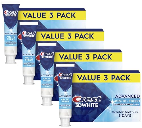 Image of Crest 3D White Advanced Teeth Whitening Toothpaste,Arctic Fresh,3.3 oz,(Pack of 12)