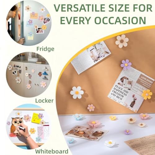Image of Flower Fridge Magnets，Cute 3D Refrigerator Magnets for Office Kitchen Locker(Large*5+Middle*5)