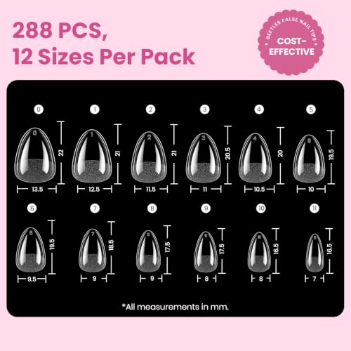 Image of Beetles Short Almond Soft Gel Nail Tips with Blooming Gel, 288PCS