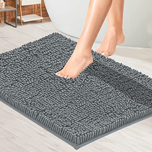 MAYSHINE-Non-Slip-Bathroom-Rug-Shag-Shower-Mat17x24-Inches-Machine-Washable-Bath-Mats-with-Water-Absorbent-Soft-Microfibers-of-Dark-Gray Non Slip Bathroom Rug Shag Shower Mat