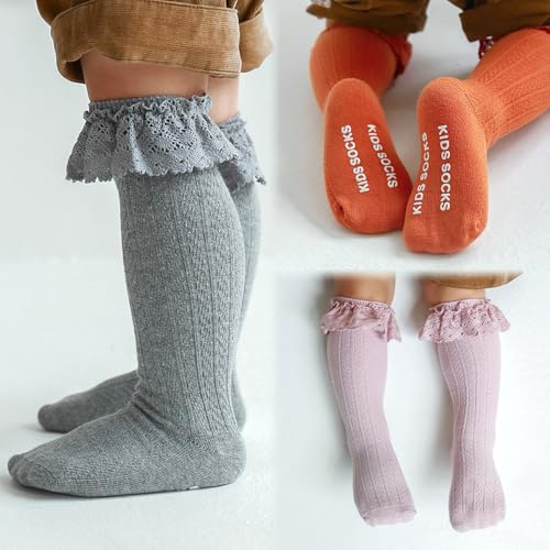 Toddler Boy Girl Knee High Ruffle Socks for Girls Infant Baby Grip Non Slip Cute Cotton Long Socks Stocking Stuffers3