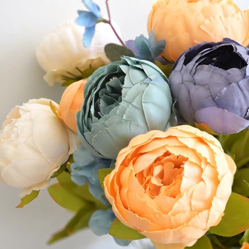 Image of FiveSeasonStuff Vintage Artificial Peonies Silk Flowers and Hydrangeas for Wedding Bridal Home Decor - Beautiful Floral Centerpiece Arrangement Decoration with 2 Bouquets (Vintage Peaceful)