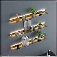 Amazon｜フローティングシェルフ壁掛け、照明付きウォールシェルフ