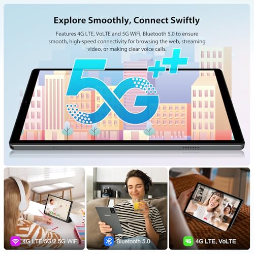 WOREGOO Tableta Android 15 de 10.4 Pulgadas, 4G LTE y WiFi 5G, Octa-Core, 36GB RAM+512GB ROM (1 TB TF), FHD 2K 2000x1200, Widevine L1/GMS/GPS/Cámara 8+13 MP/Batería 8000 mAh con Teclado+Ratón (Gris) - imagen 6