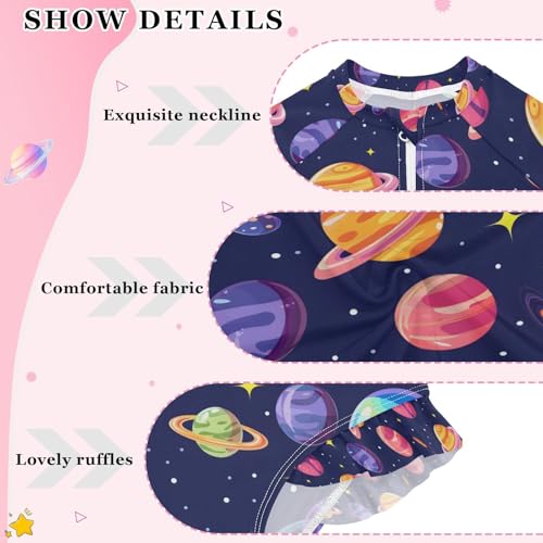 ALAZA Cosmic Star Planet Solar System Girls One Piece Swimsuit Long Sleeve Rash Guard Swimsuits UV 50+ Swimwear Zipper4