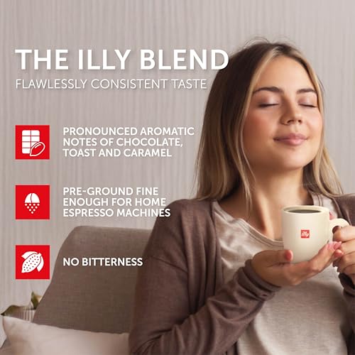Image of illy Ground Espresso Coffee, Intenso Dark Roast, 8.8oz, 12 Pack | 100% Arabica, Premium Italian Coffee, Pre-Ground for Espresso Machines