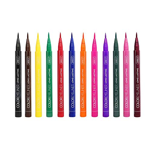 Ownest Neon Liquid Eyeliners,12 Colors Matte Bright Colorful Eyeliner Set,Waterproof High Pigment Smudgeproof Long Lasting Liquid Eye Liner Pen Set