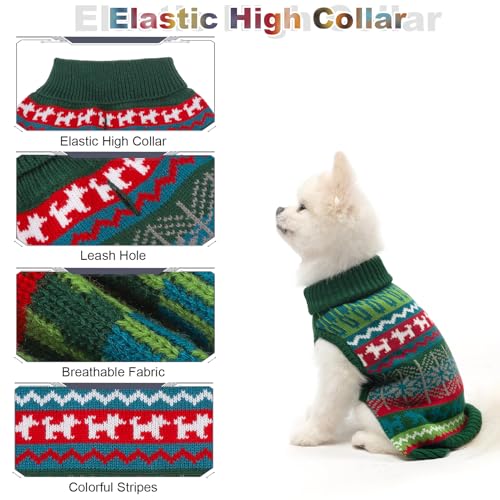 Image of Mihachi Dog Sweater - Winter Coat Apparel Clothes with Colorful Stripes for Cold Weather