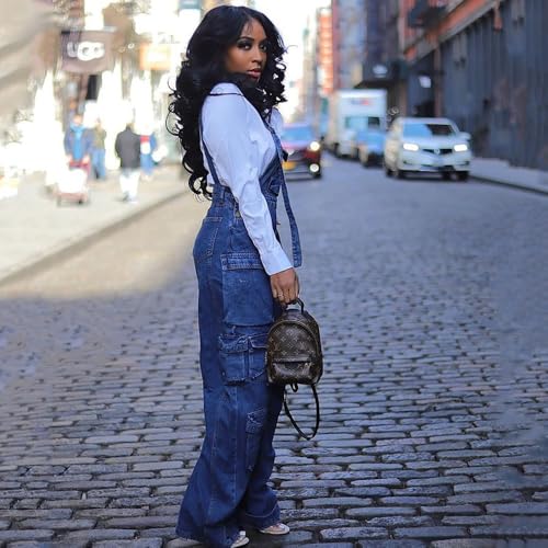 Women's Multi-Pocket Romper Stylish Denim Suspenders Baggy Suspenders Street Casual Jeans Plus Size Cargo Pants4
