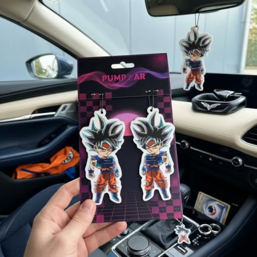 Image of PumpCar 2 pieces Chubby Goku Ultra Instinct double-sided hanging Japanese anime cherry-scented Dragon Ball car air freshener Cool anime hanging for rearview mirror Car Interior Accessories Gifts