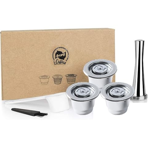 RECAFIMIL Refillable Coffee Capsules in Stainless Steel Compatible For Nespresso OriginalLine Reusable Nespresso Capsules with Reusable Lid (3S Pods, 1 Tamper) Cover