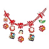 春の装飾 節分 天井 吊り下げ 飾り 店舗・自宅兼用 【 おたふく節分ガーランド 1本 幅20×高さ50×長さ180cm 】 ひも付き