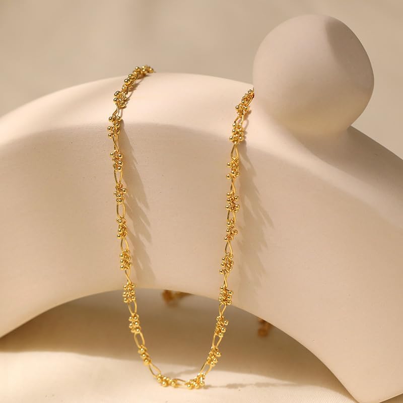18K Gold Plated Necklace for Women Beads Link Choker Dainty Chain Necklaces - Image 6