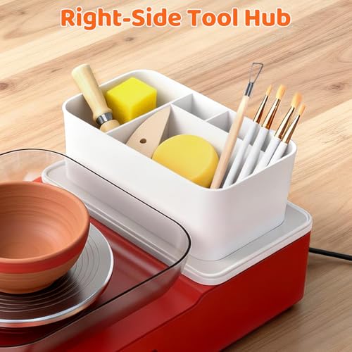 Skirfy Pottery Wheel for Adults Kids,Complete Pottery Set for Beginners with 6.3" Turntable with Two-Way Rotation,Craft Kits Toys Birthday Gifts for Boys Girls(Red) — view 4