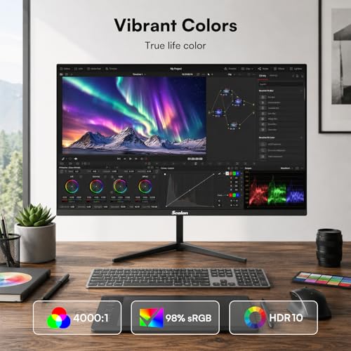 Image of Sealan 24 Inch Computer Monitor, FHD 1080P 100Hz VA Display with Built-in Speaker, HDMI DisplayPort, FreeSync HDR10, 98% sRGB, VESA Mountable Monitor for Home Office Gaming