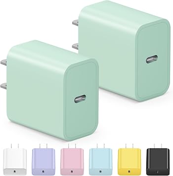 USB C Charger Block iPhone Charger Block Type C Charger 2-Pack for iPhone 16/16 Plus/16 Pro/16 Pro Max/iPhone 15/15 Plus/15 Pro/15 Pro Max/iPhone 14/14 Pro Max/13/13 Mini/12 Pro Max/SamsungGreen