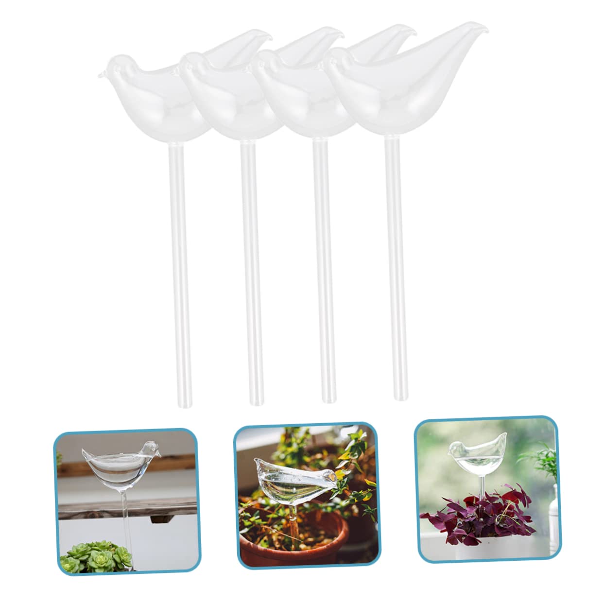 Toddmomy Globes à Arrosage Automatique Facile à Utiliser Lot de 4 en Verre Borosilicaté, Arrosage Automatique pour Plantes D’Extérieur