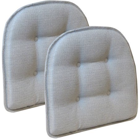 Gripper Non Slip 15" x 16" Nouveau Tufted Chair Cushions (Gray)