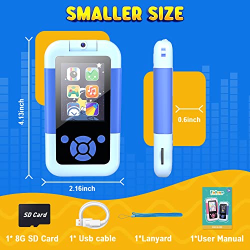Prysyedawn Toys for 3 4 5 6 Year Old Boys Kids MP3 Music Player with Flip Camera, Games, Alarm Clock Toddler Phone Educational Toys Birthday Gifts for Boys Ages 3-6 with SD Card-Blue - Thumbnail 7