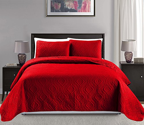 Mk Collection King/California King Over Size 118"x106" 3 pc Diamond Bedspread Bed-Cover Embossed