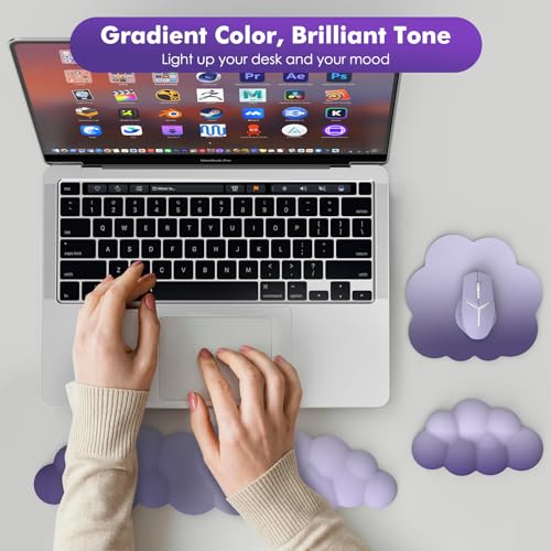 MoKo Reposamuñecas de Nube, Reposa Muñecas Ergonómico Nube para Teclado y Ratón, Reposa Muñecas de Poliéster Duradero para Teclado, Ratón, Oficina, Juegos, Ordenador, Portátil, Morado - imagen 6
