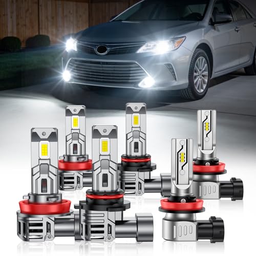 Image of SEALIGHT Fit for Toyota Camry 2007-2014 Light Bulbs, High /Low Beam + Fog Light Bulbs Combo, 92000LM 6500K Cool White, -40F Instant Start, 800% Brighter, Plug and Play, Pack of 6