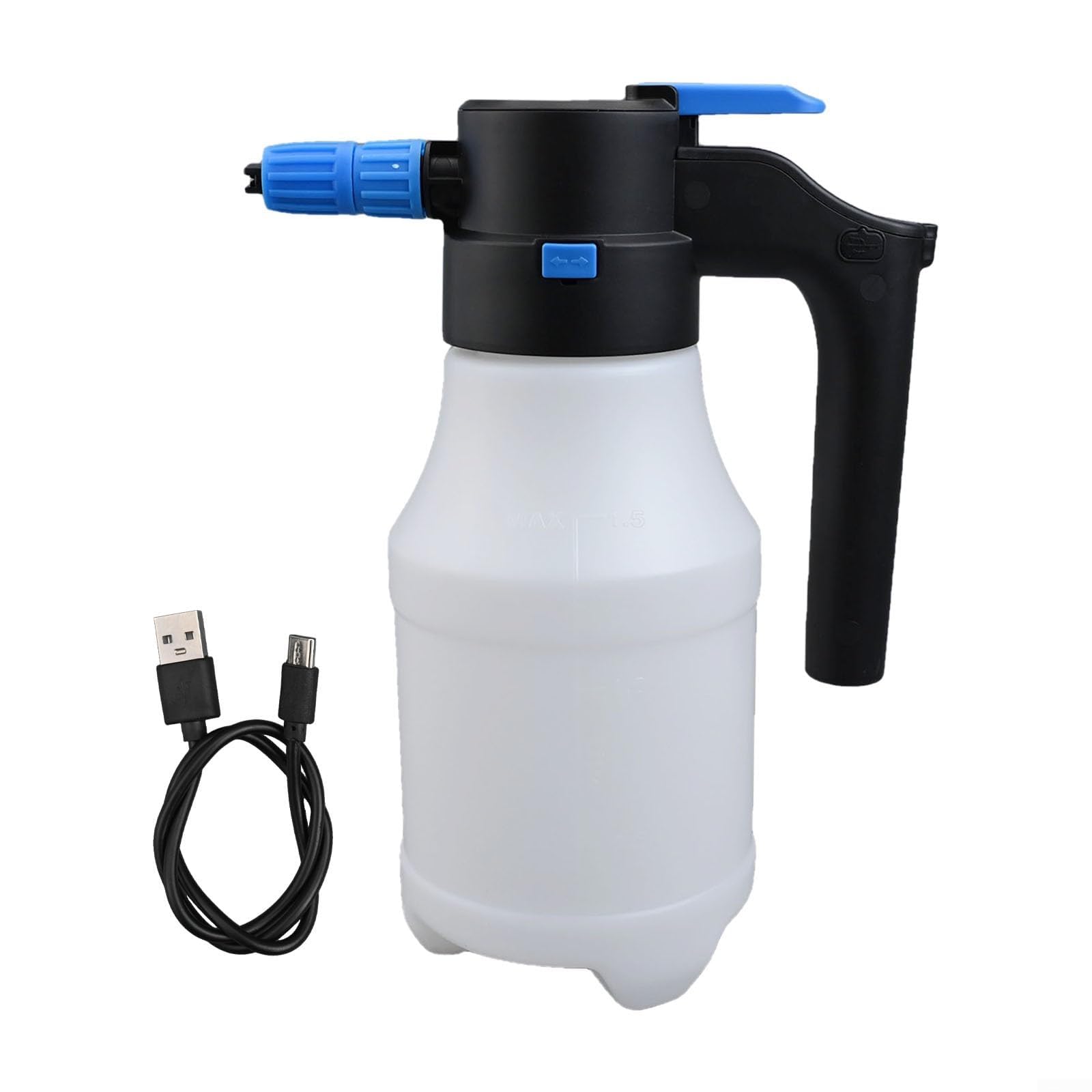 Pulverizador de espuma para coche eléctrico, 1,5 L, bomba recargable por USB, para limpieza de espuma densa, kit portátil de lavado de vehículos