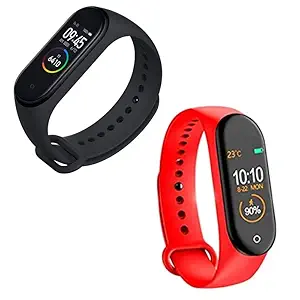 Exxelo (Pack of 2 combo's M4 Smart Band with HD Touch Display, Activity Tracker, Fitness Band, Waterproof & Sweatproof, Long Battery Life