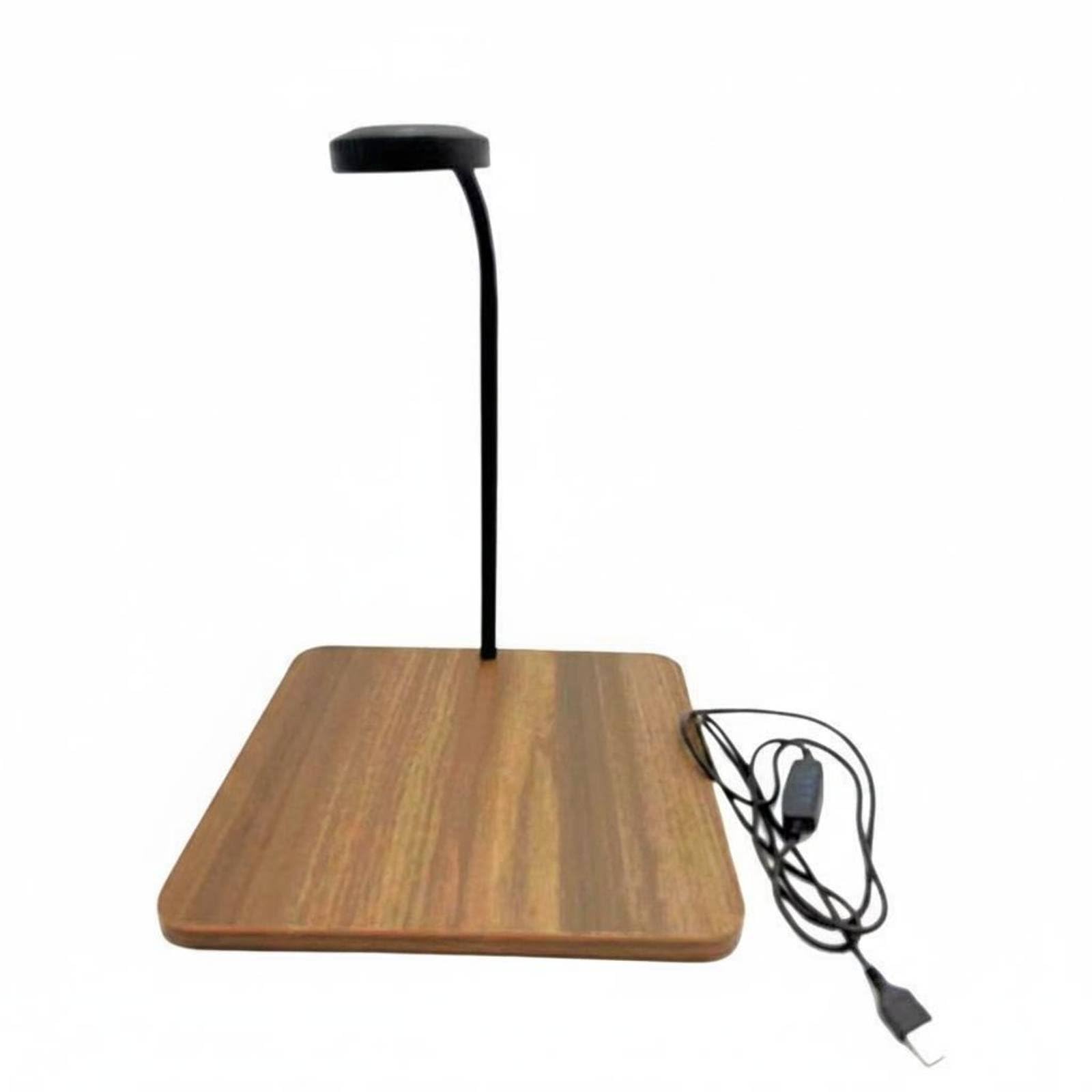 Lampe Aquarium LED Lampe Plantes Aquarium Éclairage Bureau Lumière USB Col Flexible Base Bois Changement d'Ambiance Facile Adaptée aux Petits Bacs, Noyer, Moyen