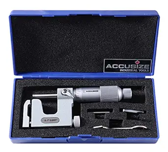 Accusize Industrial Tools 0-1'' x 0.0001'' Multi Anvil Micrometer in Fitted Box, P101-S100