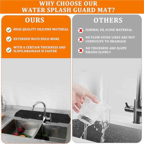 Image of 30 Inch Sink Splash Guard,Longer Silicone Sink Mat for Kitchen Bathroom,Kitchen Faucet,Silicone Sink Faucet Mat Splash Guard, Drip Protector Splash Countertop (Black)