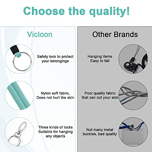 Vicloon Key Chain, 2 Stücke Schlüsselband Set, Kurz und Lang,Schlüsselband lang als Schlüsselanhänger und Sicherheitsverschluss für Ausweis,Handy(Minzgrün)