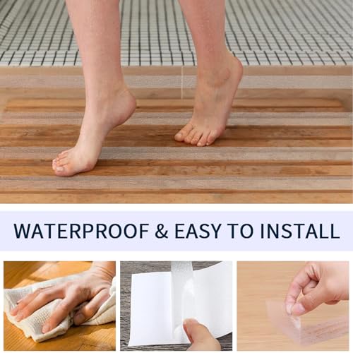 Image of Clear Anti Slip Tape for Stairs & Bathtubs, 4 inch x50FT Non-Skid Transparent Grip Tape - Soft PVC Safety Traction for Bare Feet, Pool Decks, Boats, Shower Floors