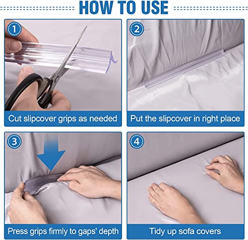 Slipcover Grips in Two Sizes, 5 Pcs 15.7” and 5 Pcs 7.9” Long, Durable Silicone Made, Anti-Slip Sofa Slipcover Tucks for Sofa, Armchair and Furniture's Cover Stay in Place, Great for Pet Owners
