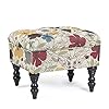 Adeco 20 mid century tufted ottoman rustic vanity ottoman stool with sturdy wood legs for makeup room upholstered footrest for living room bedroom nursery kids room patio red and yellow  urban country home decor