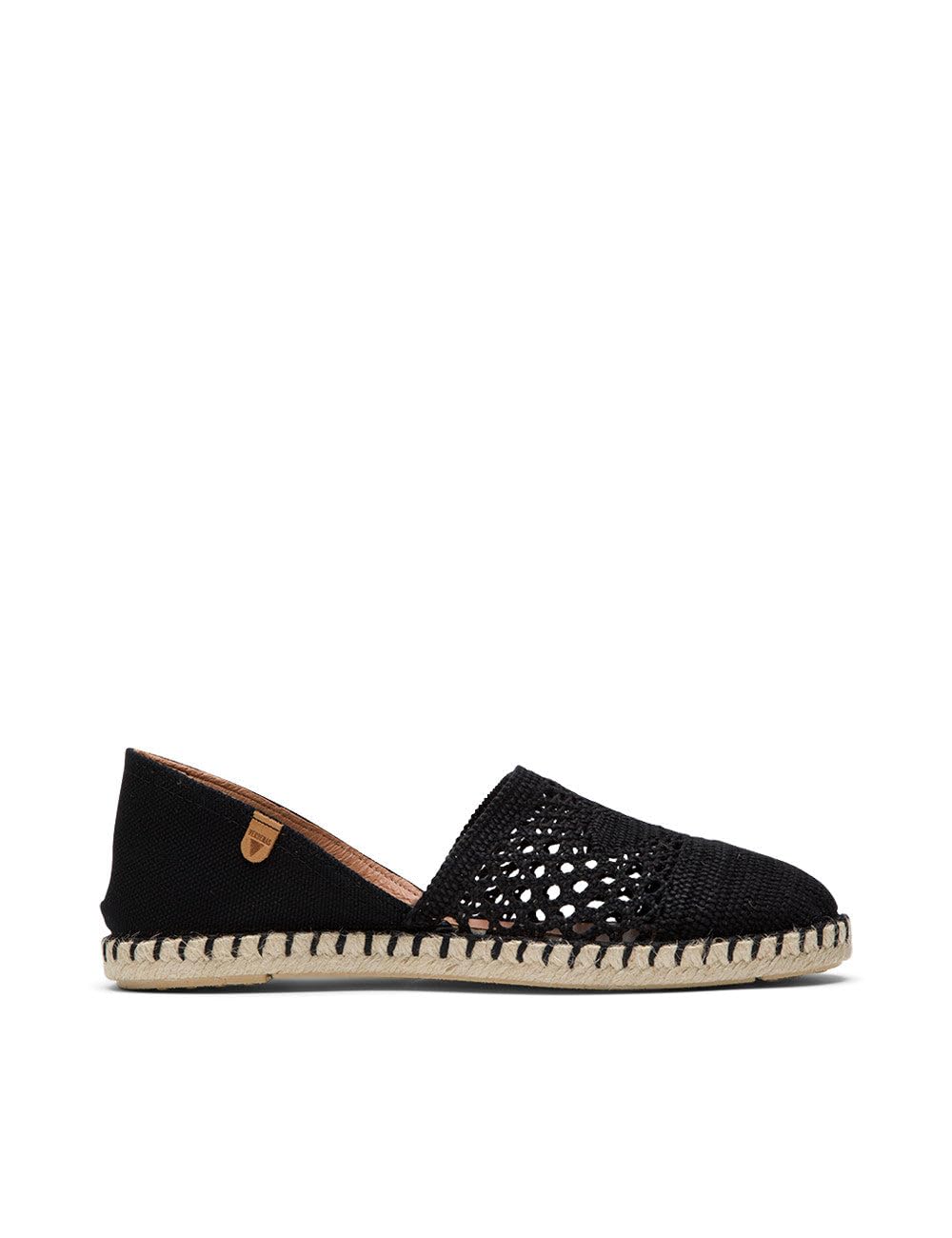 VERBENAS Espadrillas Carmen Crochet-Lino/Serraje Negro/Negro