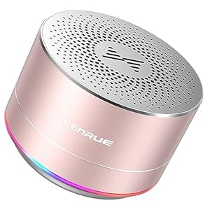 LENRUE A2 Portable Wireless Bluetooth Speaker with Lights and Lanyard,5W Mini Small Metal Speakers Bluetooth 5.0/Aux-in for iPhone Android Home Outdoor, Gifts for Women/Girls