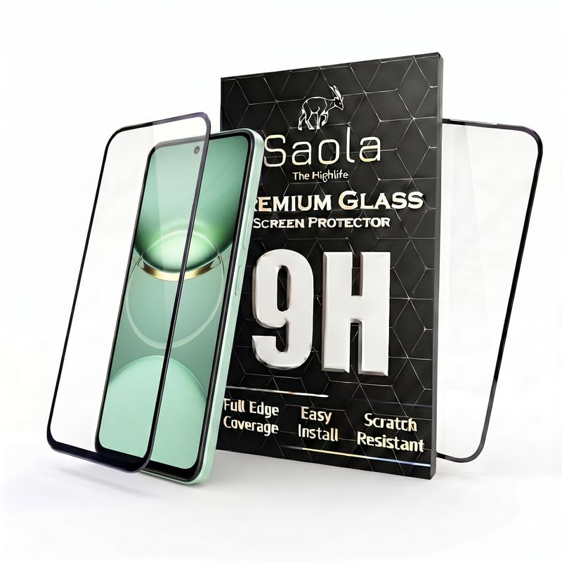 Image of Saola HD Clear Tempered Glass for Tecno Spark 30C | High Strength 9H Protection, Smooth Touch, Full Coverage Screen Guard, 2-Step Installation Kit | Quick & Easy Application (Pack of 2)
