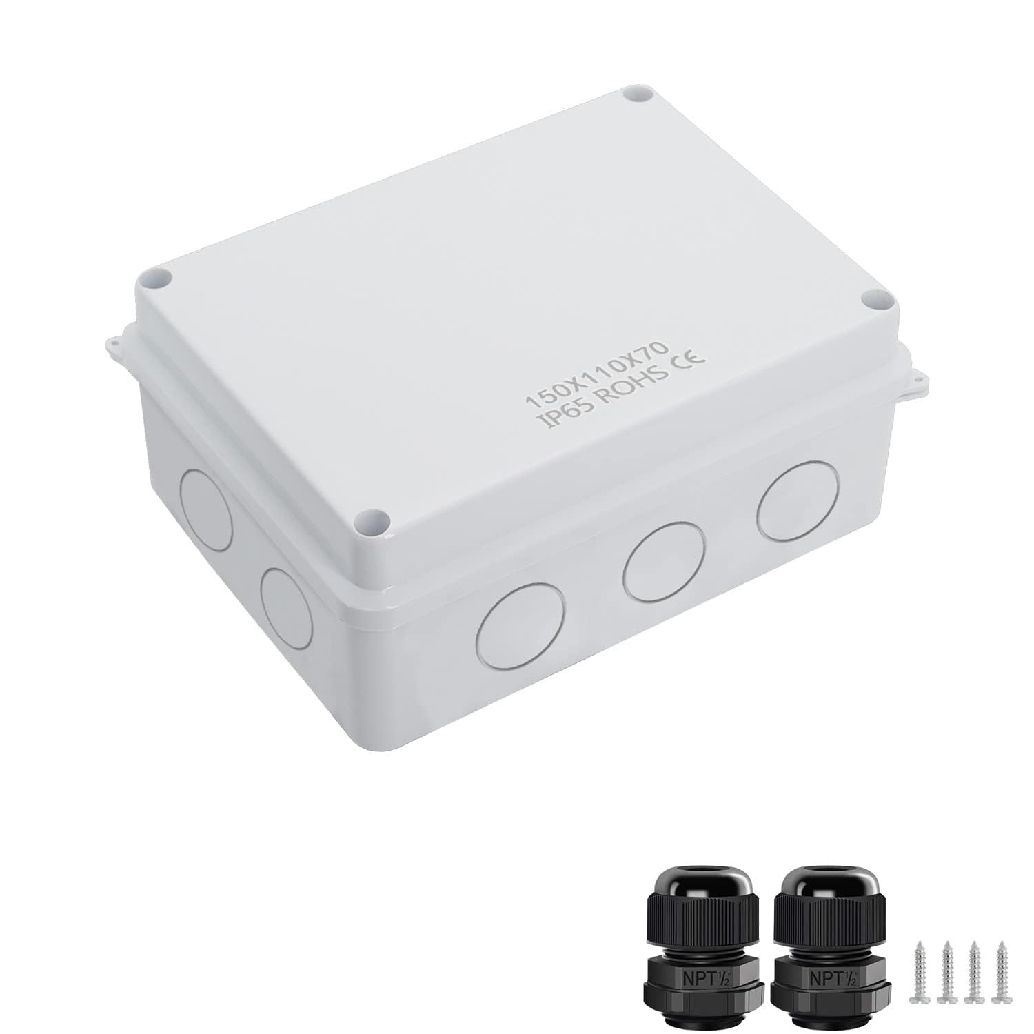 DECENT AIR SYSTEM® Electrical Junction Box IP65 Water Resistant Dustproof ABS Plastic Project Enclosure for Electronics White (150X110X70)-picture-23