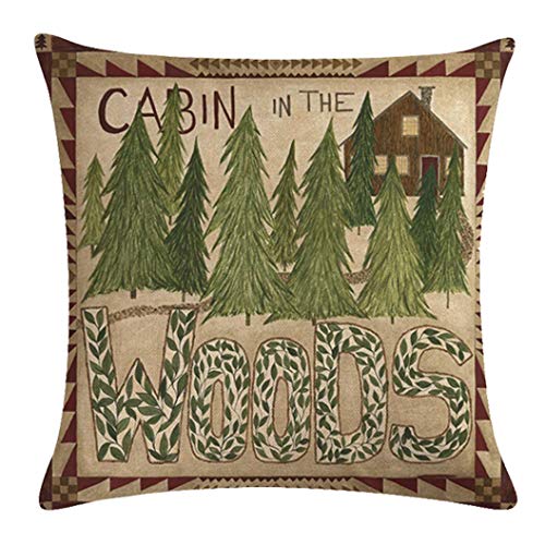 7Colorroom Set Of 4 Vintage Sea Pillow Covers Ocean Style Lake/Forest/Fish Cushion Cover Nautical Beach House Decorative Square Cotton Linen Pillowcases 18 X 18 Inches For Sofa Couch (Forest Sea) #TOP3