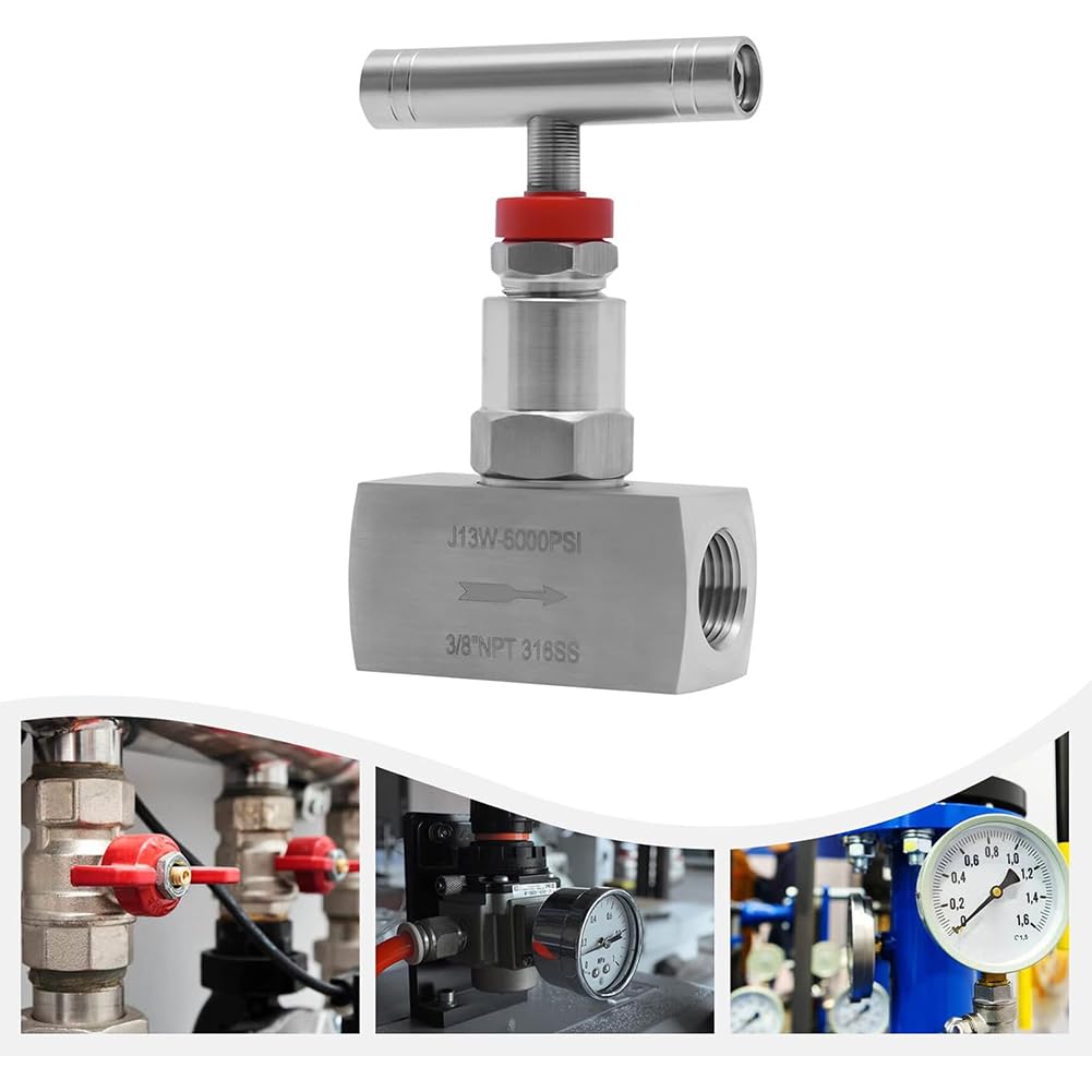 Prosty zawór iglicowy ze stali nierdzewnej, 2-portowa hydrauliczna kontrola przepływu wody, oleju; gwint wewnętrzny NPT, do 6000 PSI, idealny do rur