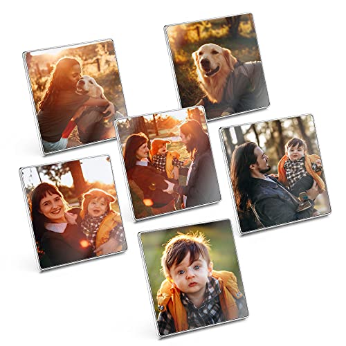 Personalized Master 6pcs Custom Picture Magnets for Refrigerator Home Decoration Square Photo Fridge Magnet for Wedding Favors, Baby Showers, Party Gifts