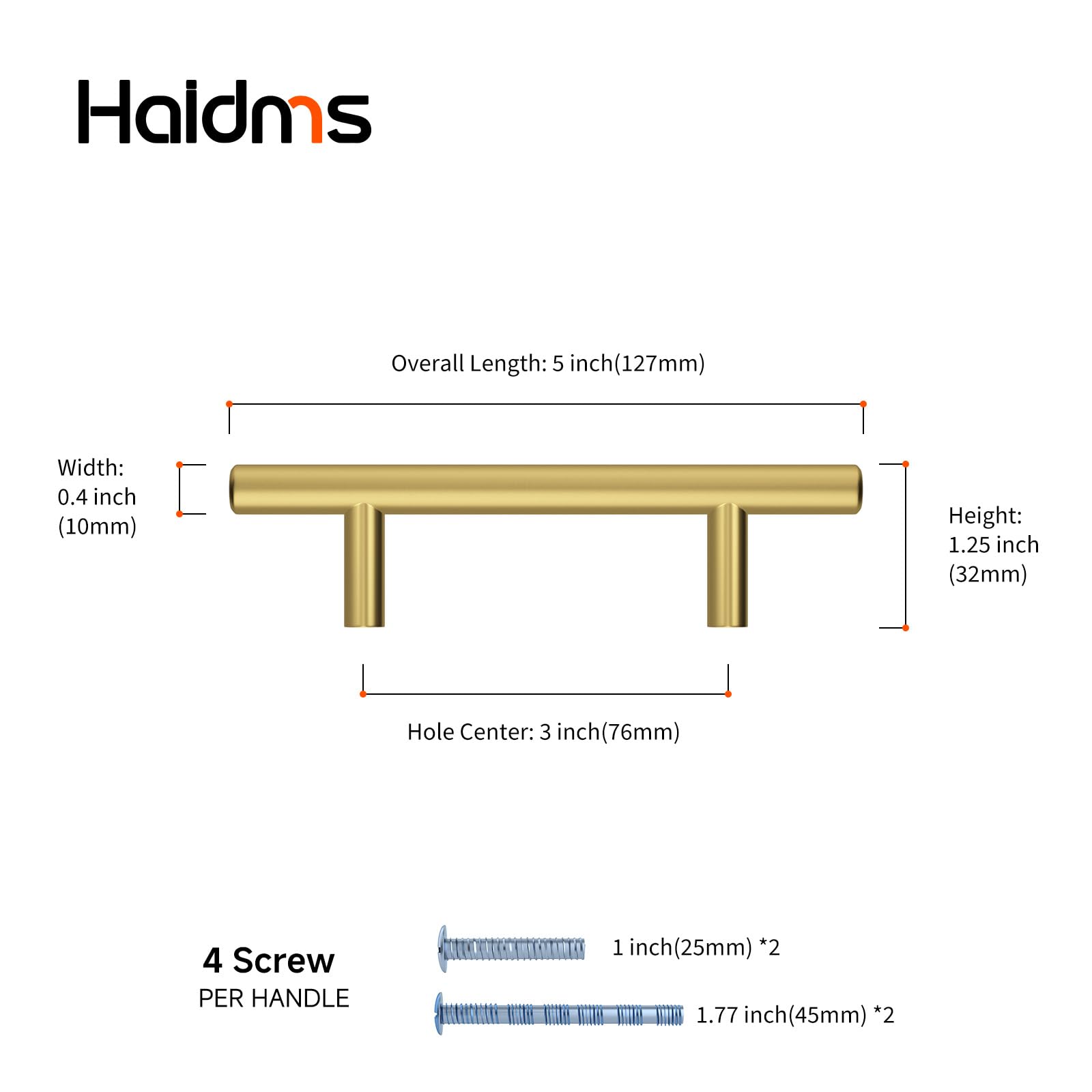 Haidms 20 Pack 3 Inch Gold Cabinet Handles Brass Kitchen Pulls — Amazon image 2