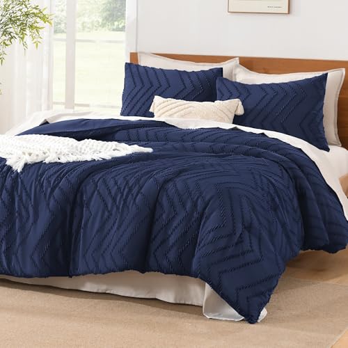 Image of Litanika 3 Pcs Navy Blue Boho Oversized Super King Bedding Comforter Set