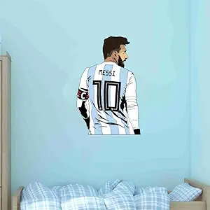 Artistic Decals Messi Wall Sticker for Living Room, Bedroom, Kids Room, Big Size Sticker, 3D Sticker, PVC Vinyl Wall Sticker of God of Football Messi Illustration (Pack 1)